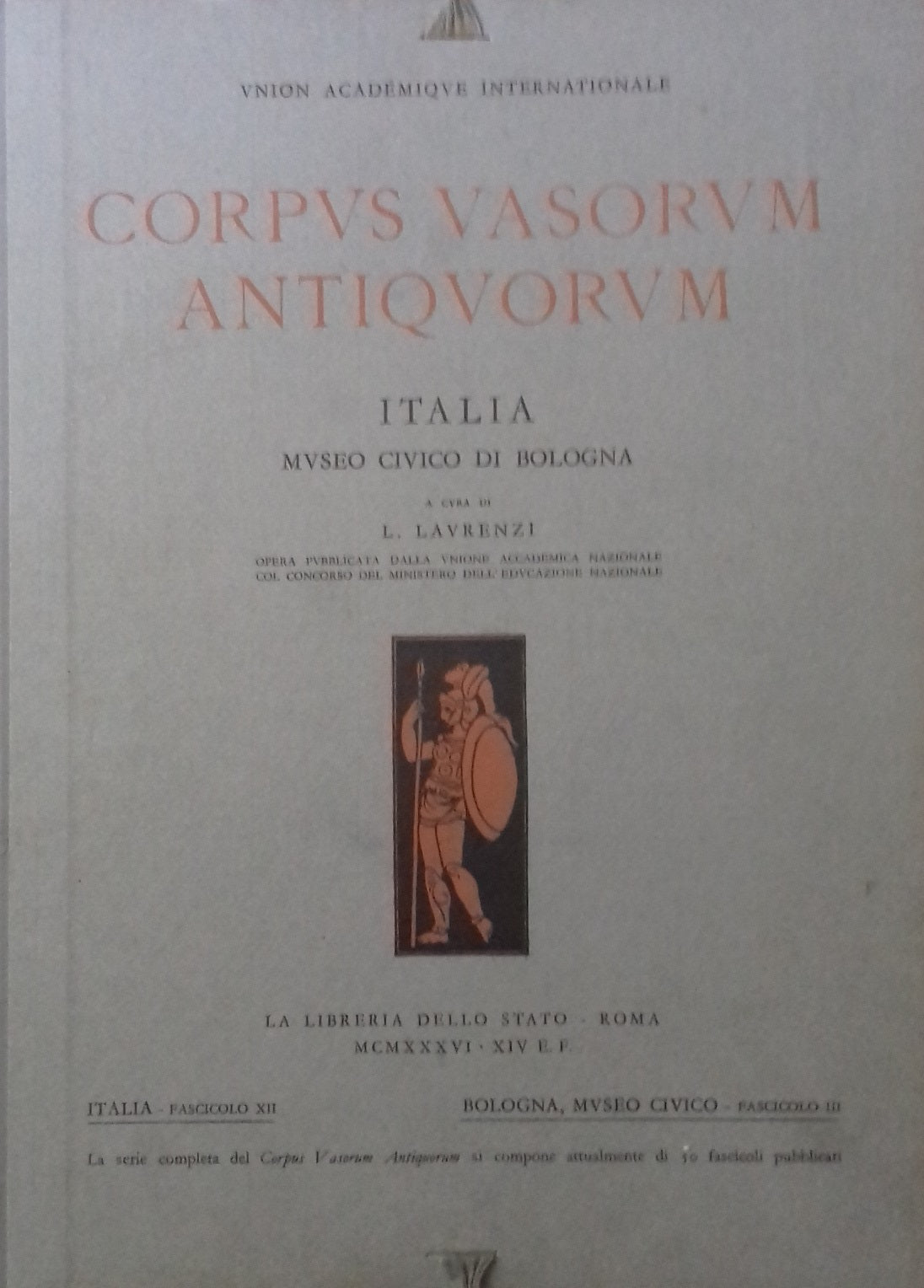 Corpus Antiquorum Vasorum. Italia, fasc. XII: Museo Civico di Bologna - copertina