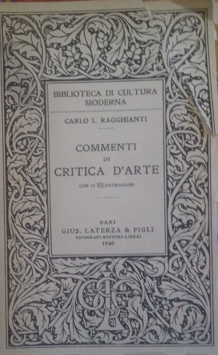 Commenti di critica d'arte - copertina