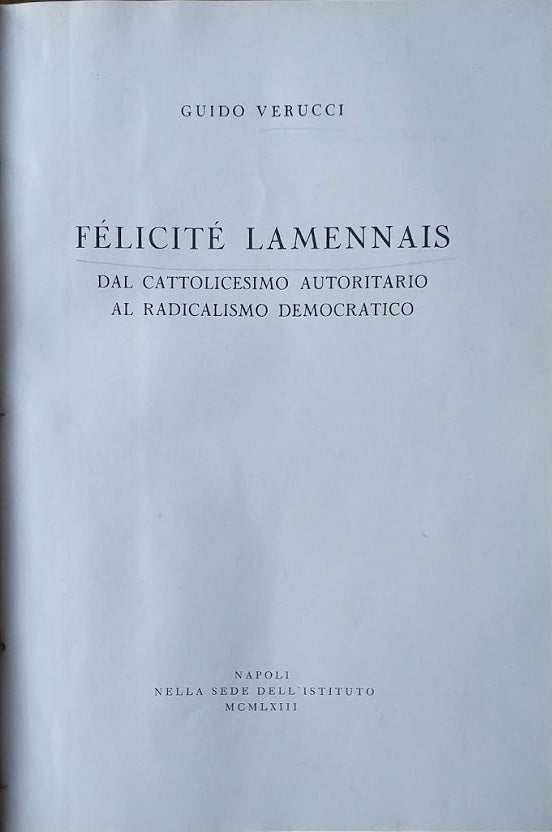 Félicité Laminnais, dal cattolicesimo autoritario al radicalismo democratico - copertina