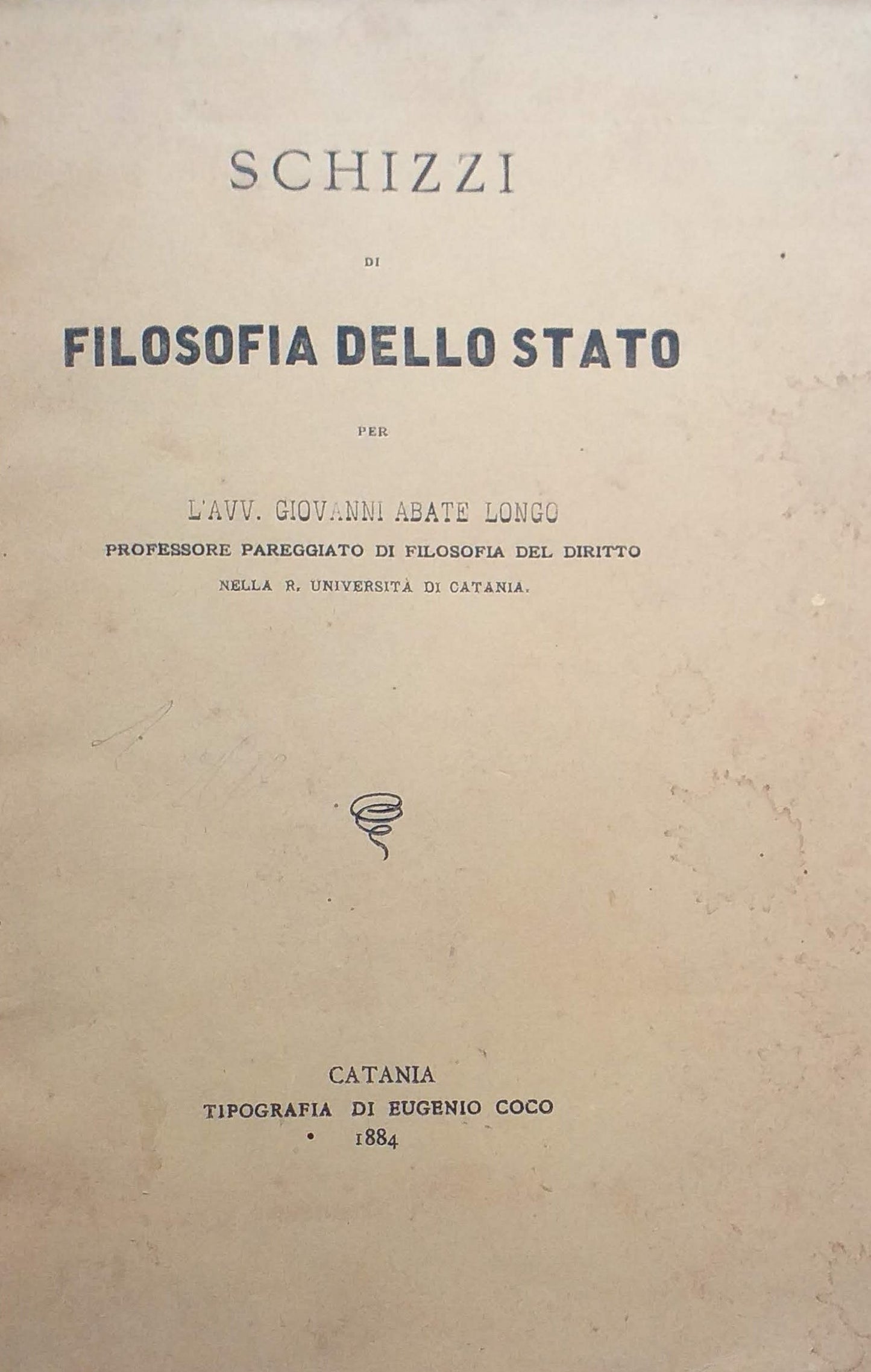 Schizzi di filosofia dello stato - copertina