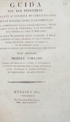 Guida per ben procedere avanti a' Giudici di Circondario nelle materie Civili e Commerciali - copertina