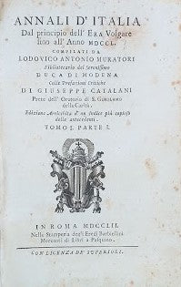 Annali d'Italia dal principio del'era volgare fino all'anno MDCCL. Tomo I, parte I - copertina