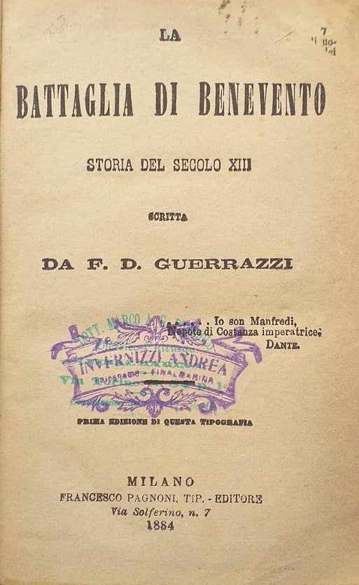 La battaglia di Benevento. Storia del secolo XXIII - copertina