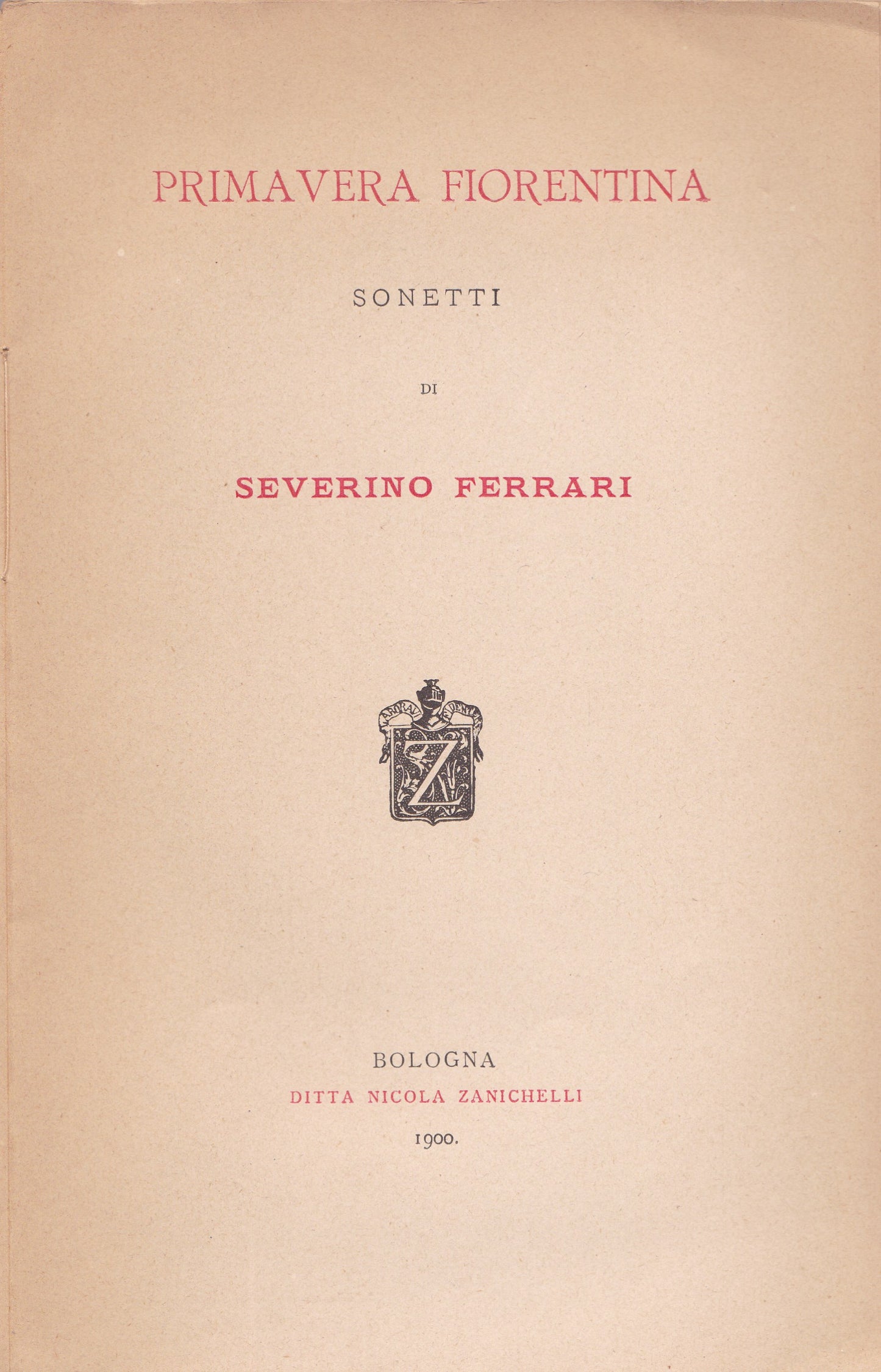 Primavera fiorentina. Sonetti. (Con dedica e poesia autografe). - copertina
