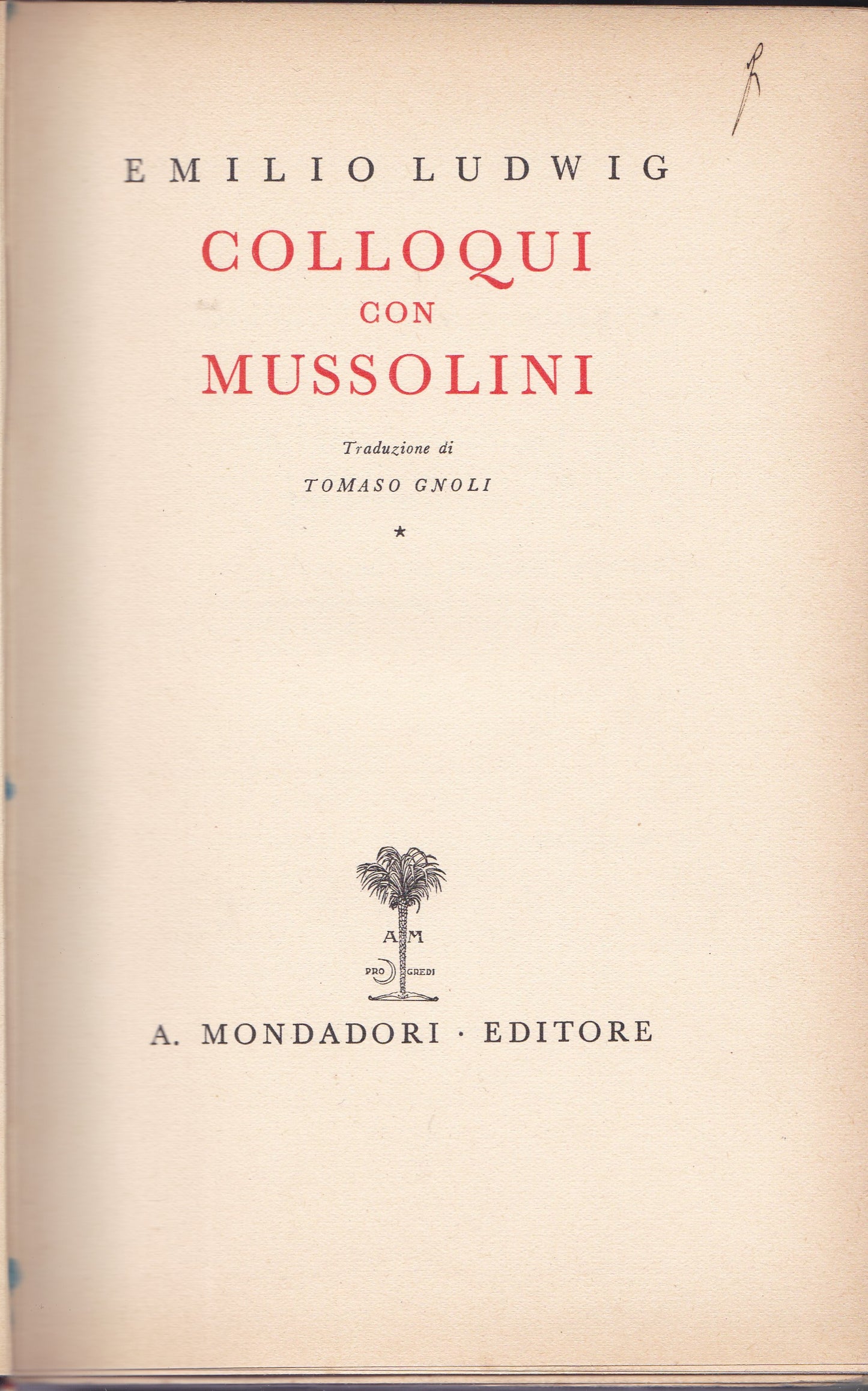 Colloqui con Mussolini - copertina