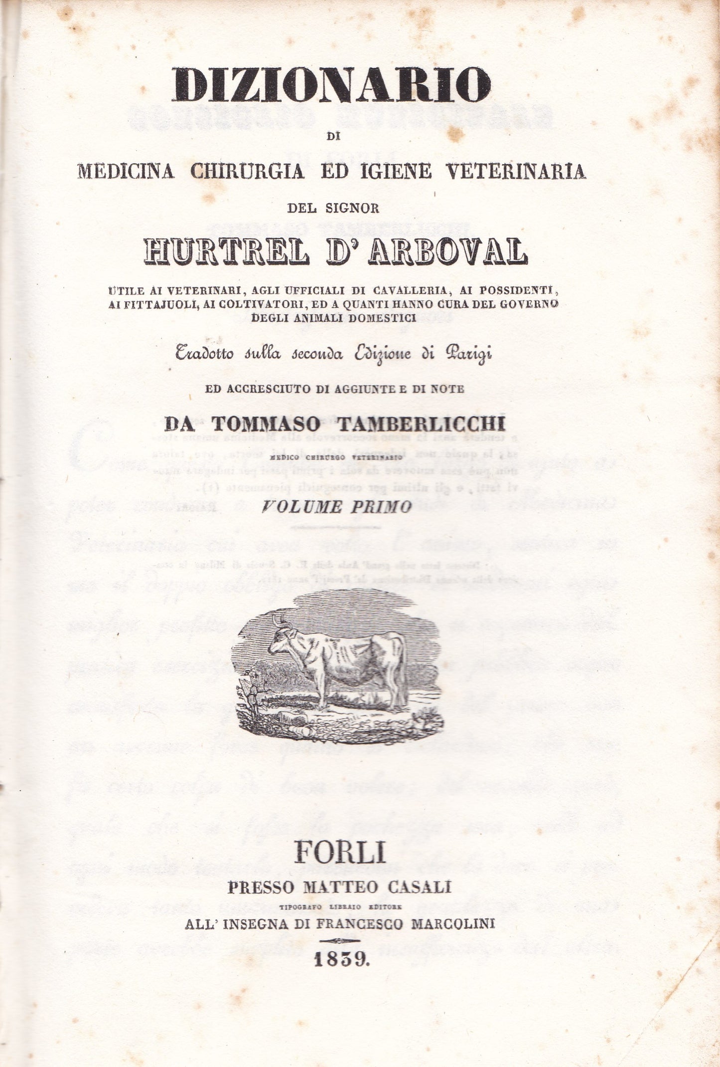 Dizionario di medicina chirurgia ed igiene veterinaria - copertina