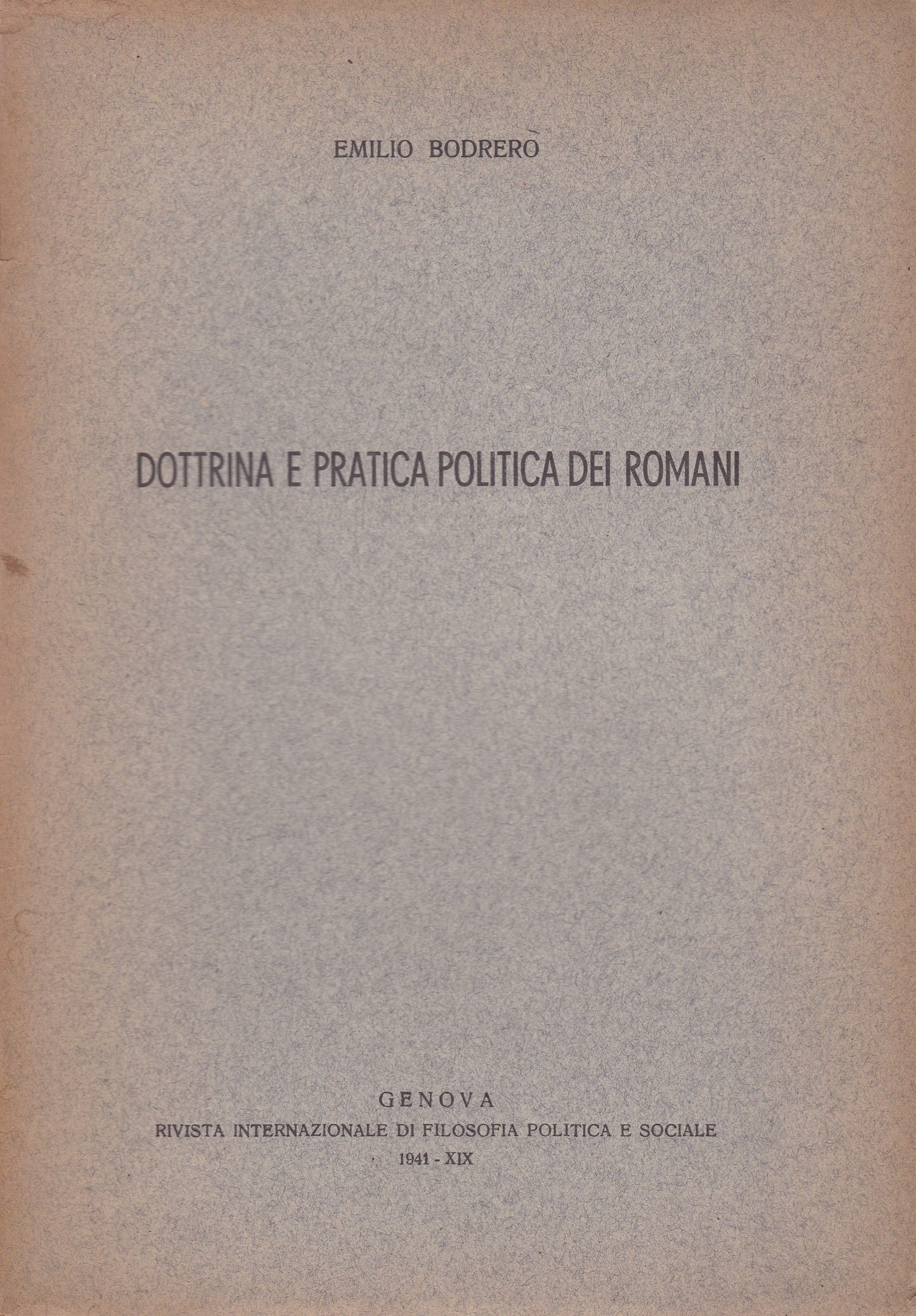 Dottrina e pratica politica dei Romani - copertina