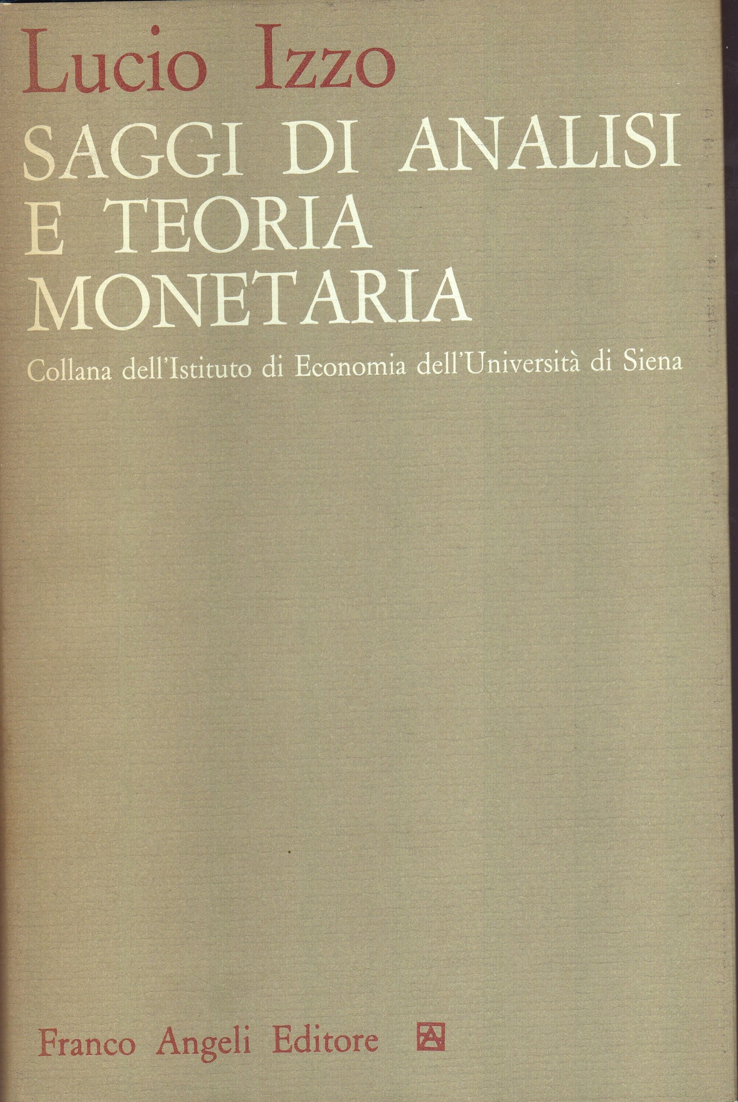 Saggi di analisi e teoria monetaria - copertina