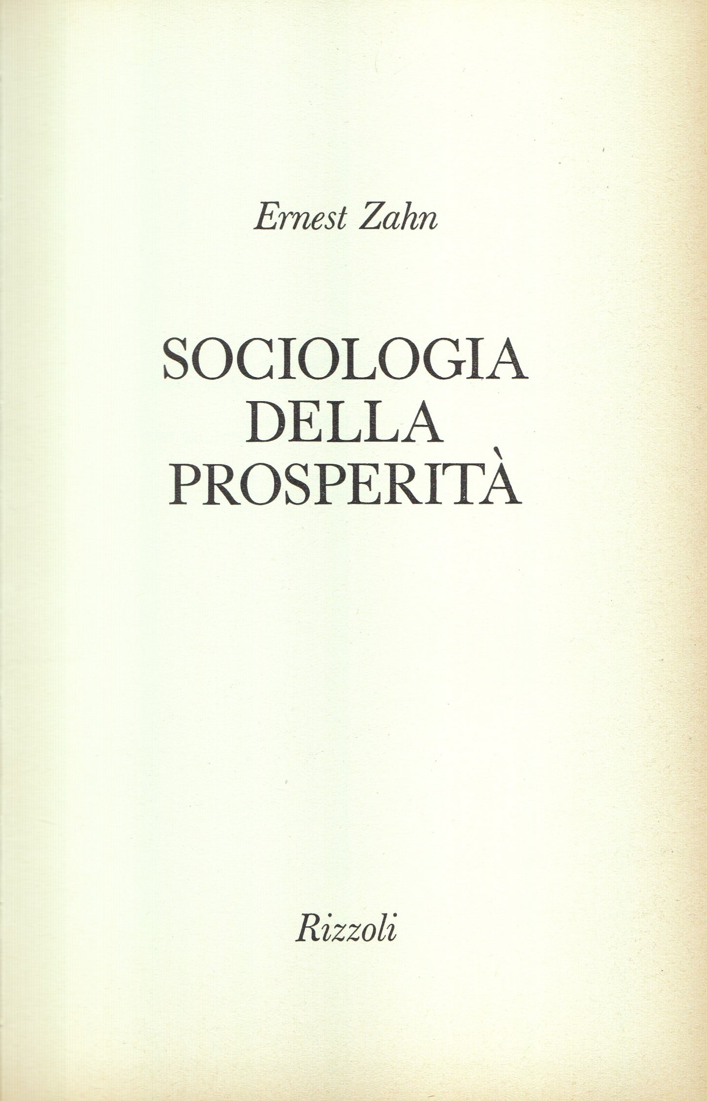 Sociologia della prosperità - copertina