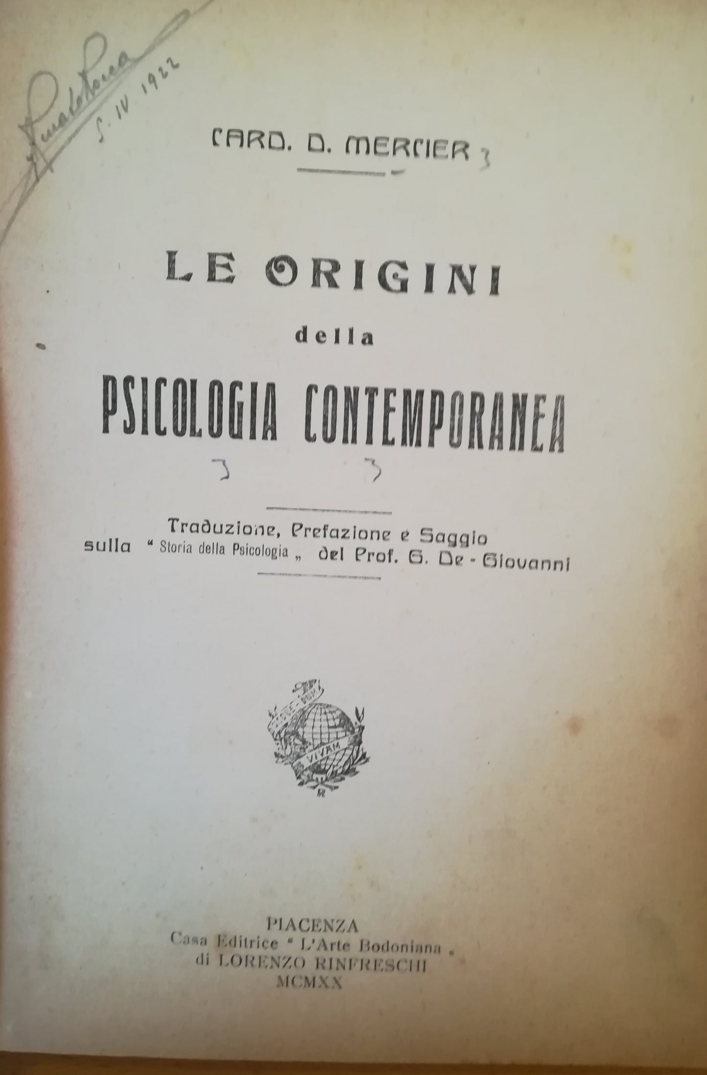 Le origini della psicologia contemporanea - copertina