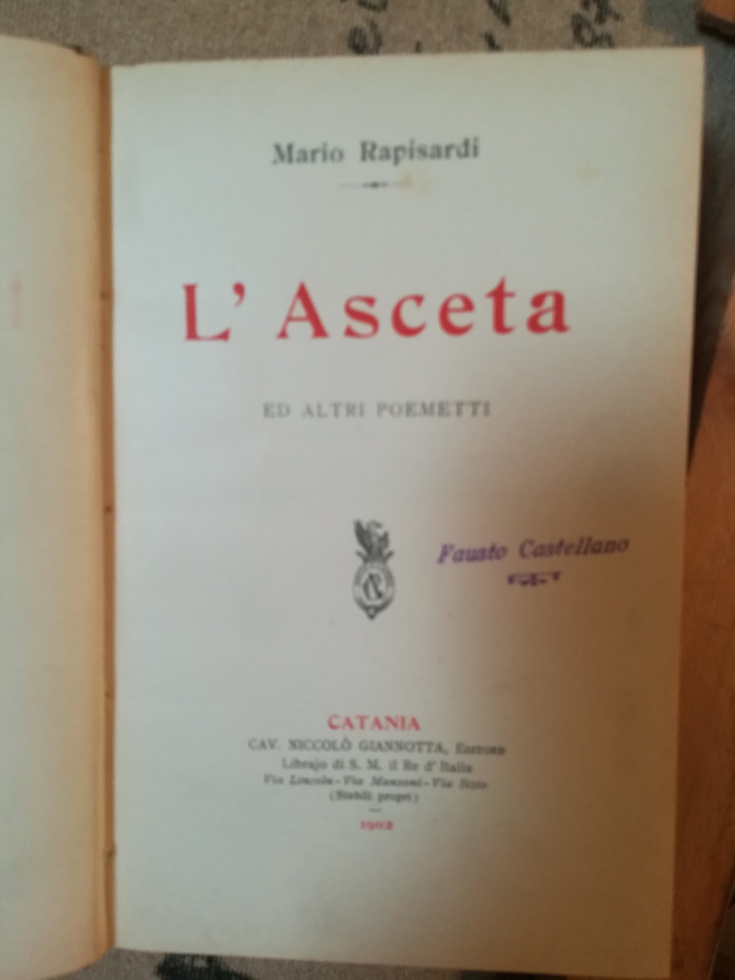 L'Asceta ed altri poemetti. - copertina
