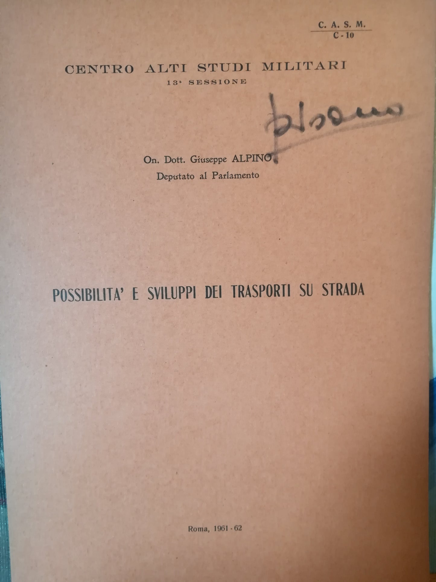 Possibilità e sviluppi dei trasporti su strada. - copertina