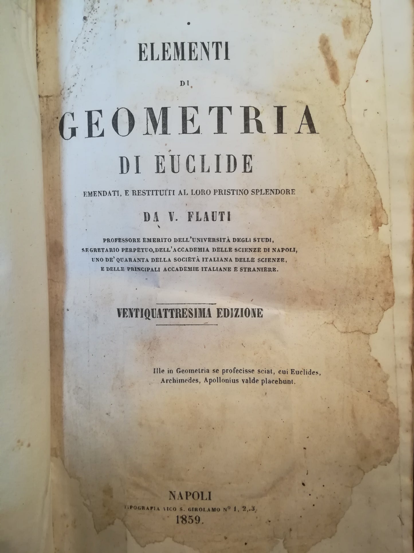 Elementi di geometria di Euclide - copertina