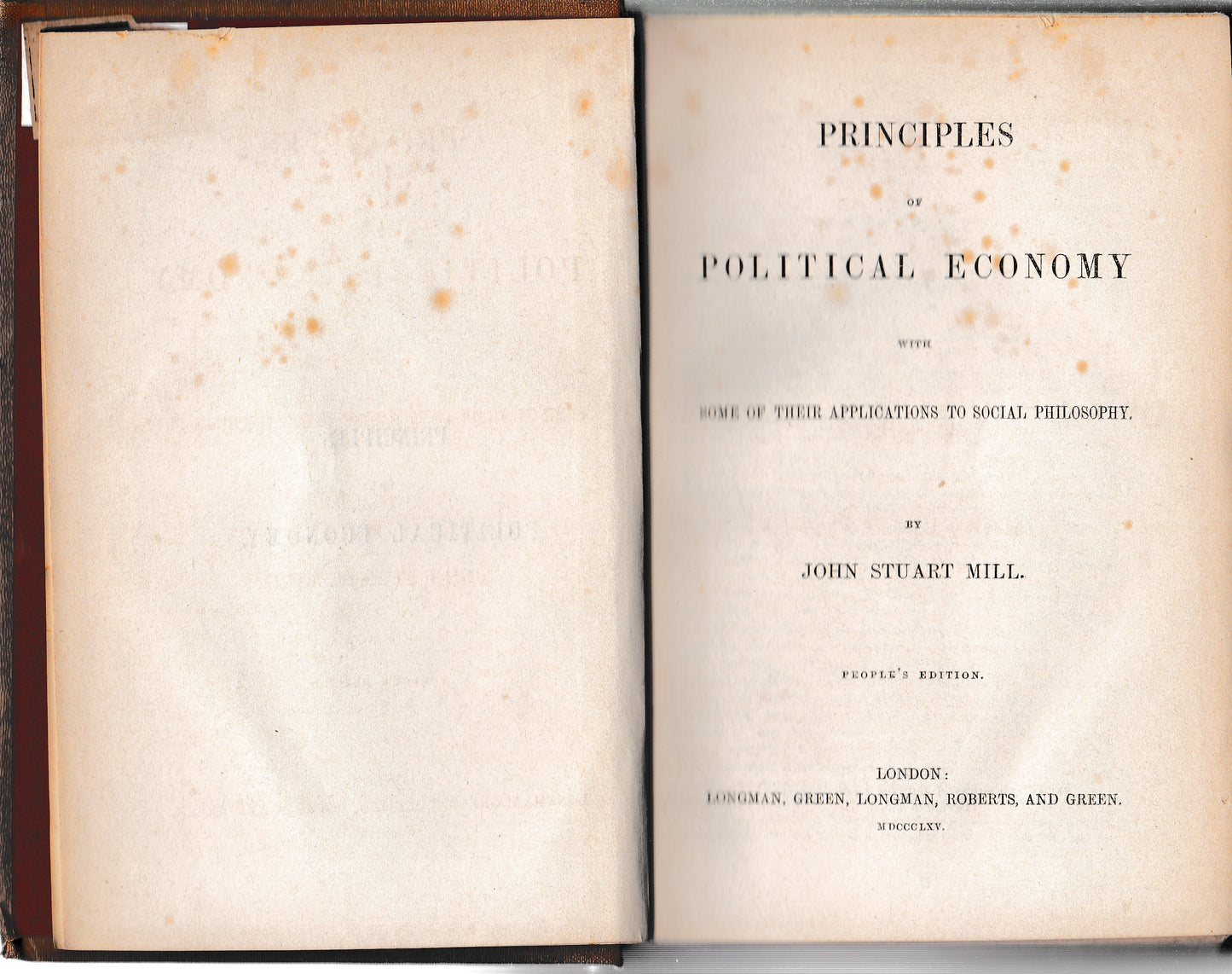 Principles of political economy, with some of their applications to social philosophy - copertina