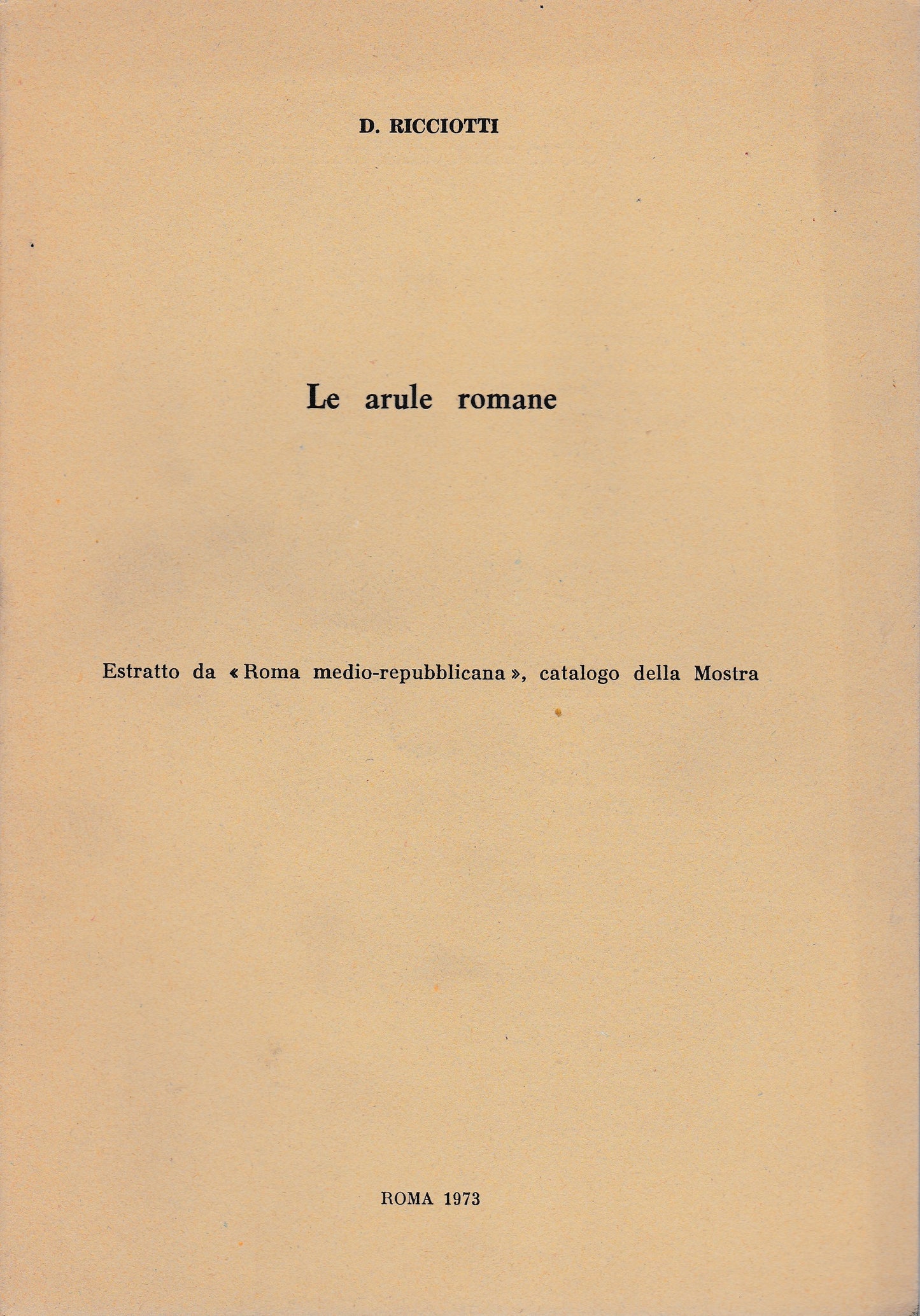 Le arule romane. - copertina