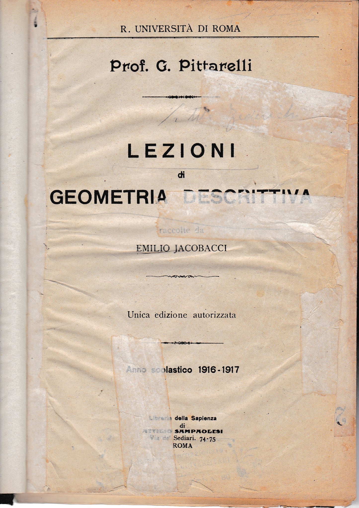 Lezioni di geometria descrittiva - copertina