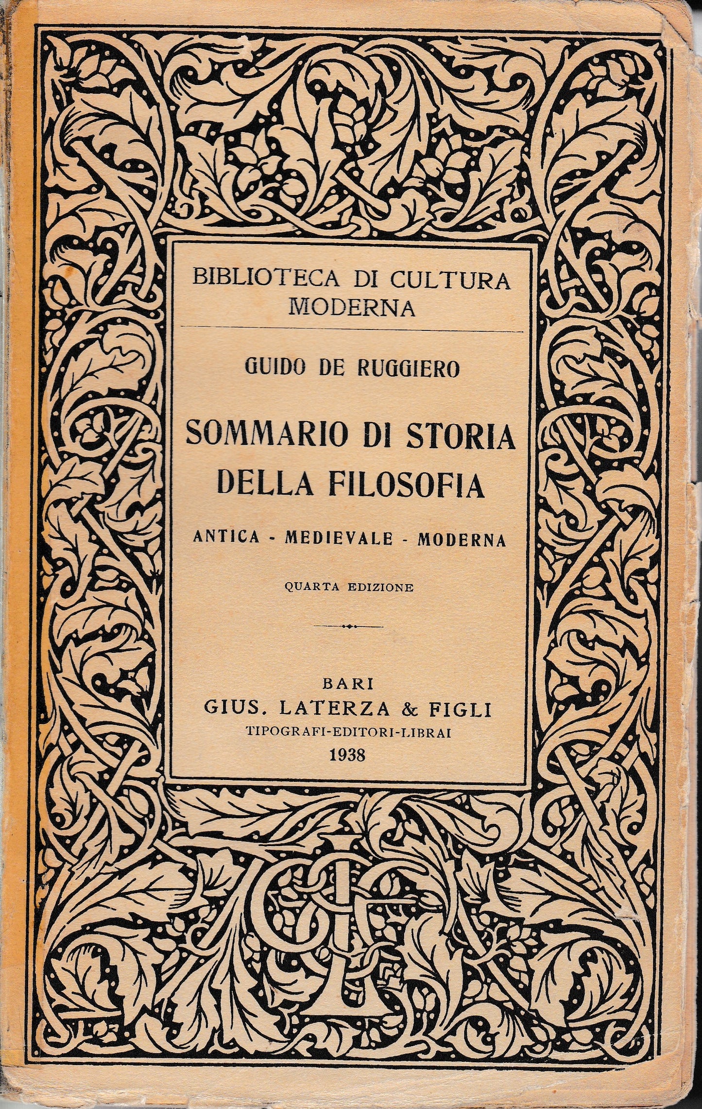 Sommario di storia della filosofia. Antica - Medievale - Moderna - copertina