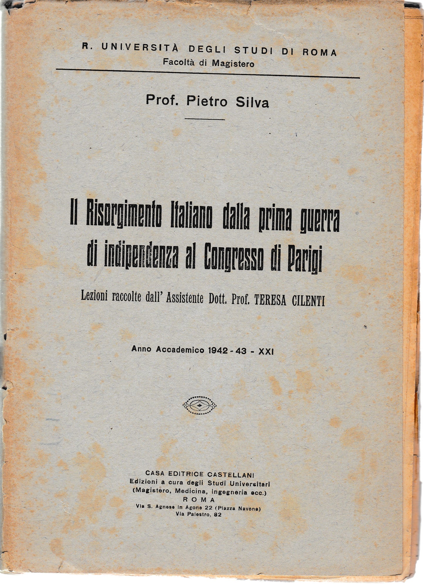 Il Risorgimento italiano dalla prima guerra di indipendenza al Congresso di Parigi - copertina