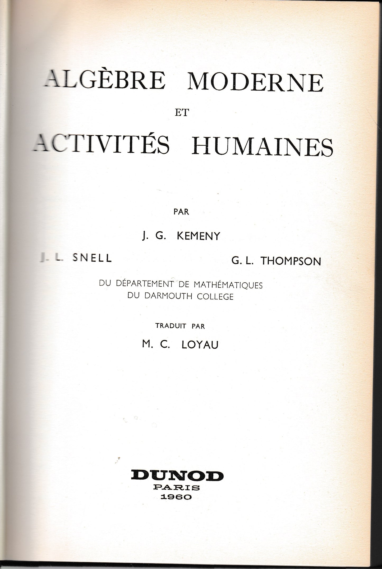 Algèbre moderne et activités humaines - copertina