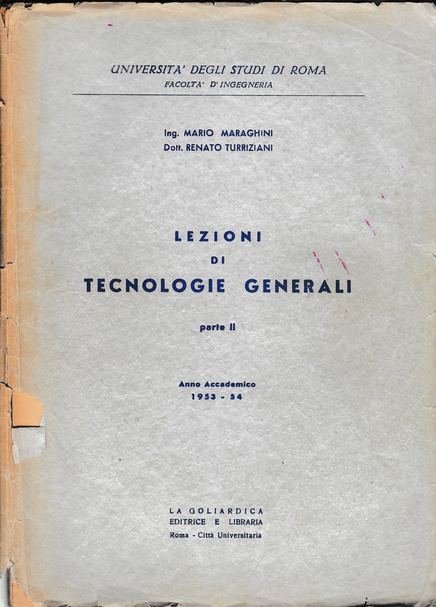 Lezioni di tecnologie generali parte II^ - copertina