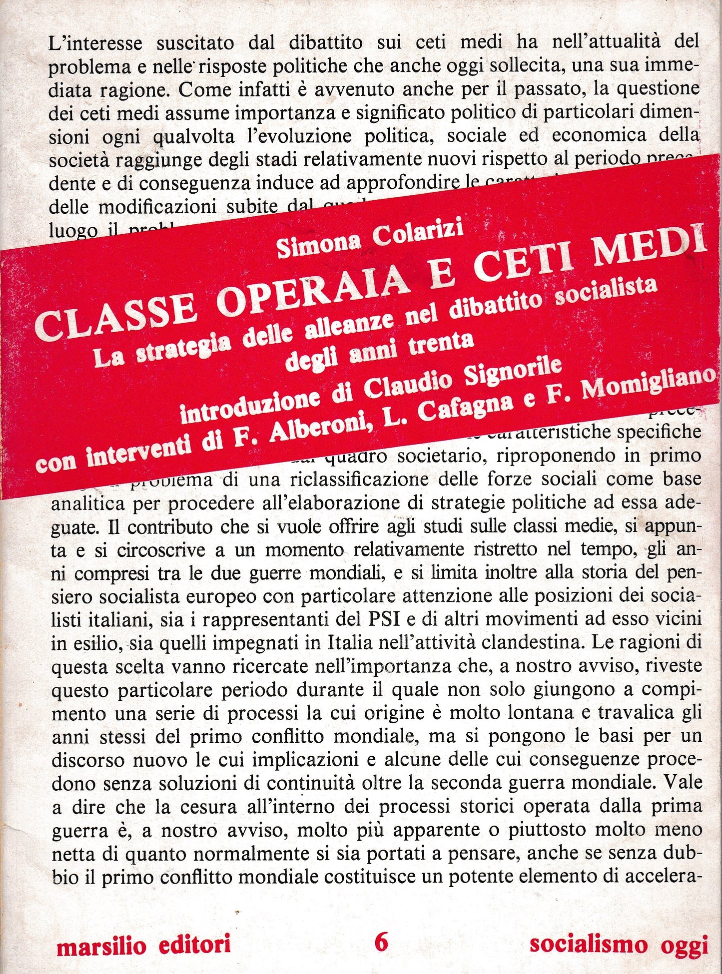 Classe operaia e ceti medi. La strategia delle alleanze nel dibattito socialista degli anni Trenta - copertina