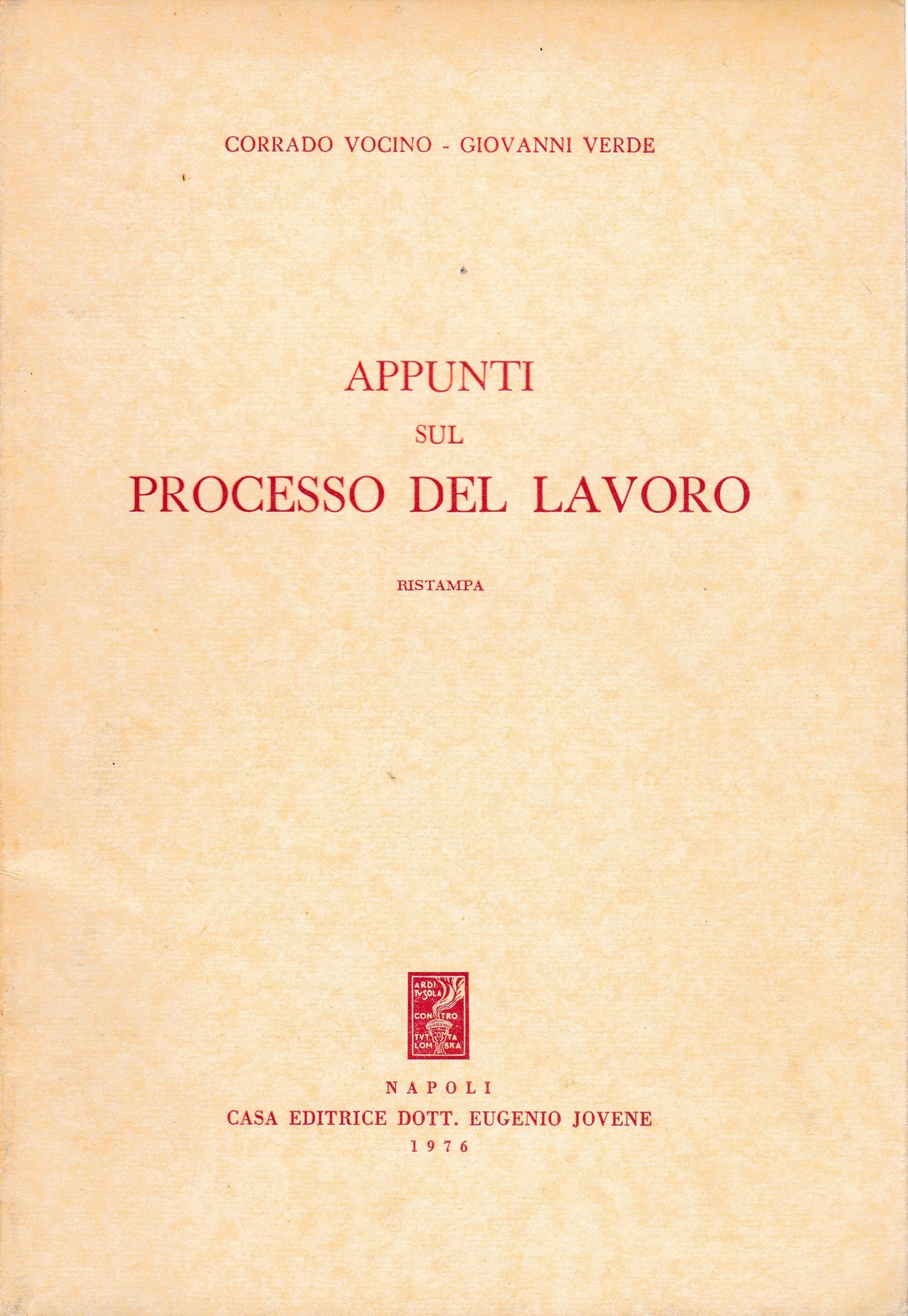Appunti sul processo del lavoro ristampa - copertina