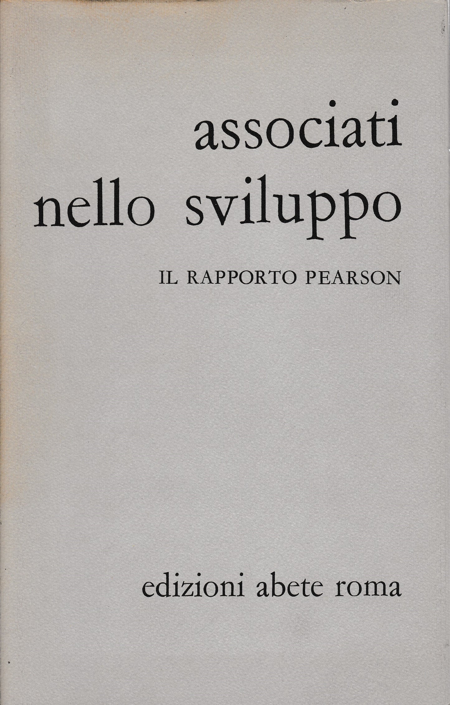 Associati nello sviluppo. Il rapporto Pearson - copertina