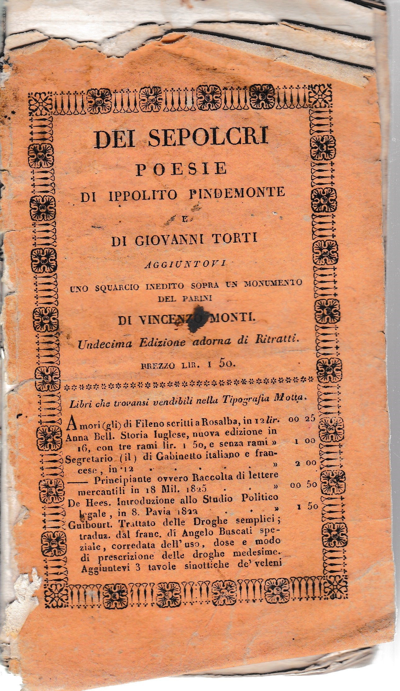 Dei sepolcri. Poesie - copertina