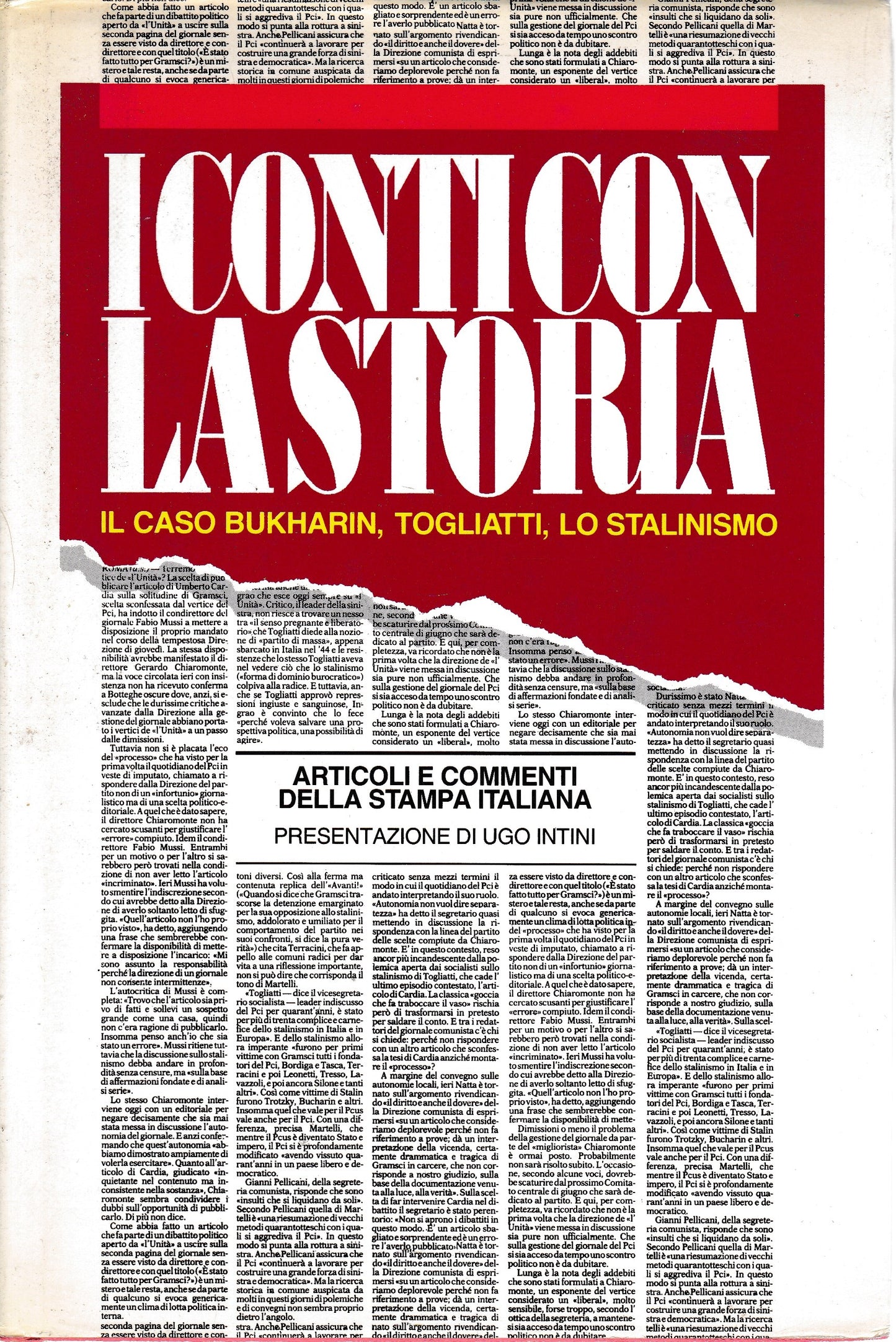 I conti con la storia. Il caso Bukharin, Togliatti, lo stalinismo. Suplemento al n° 2 di "Argomenti Socialisti" - copertina