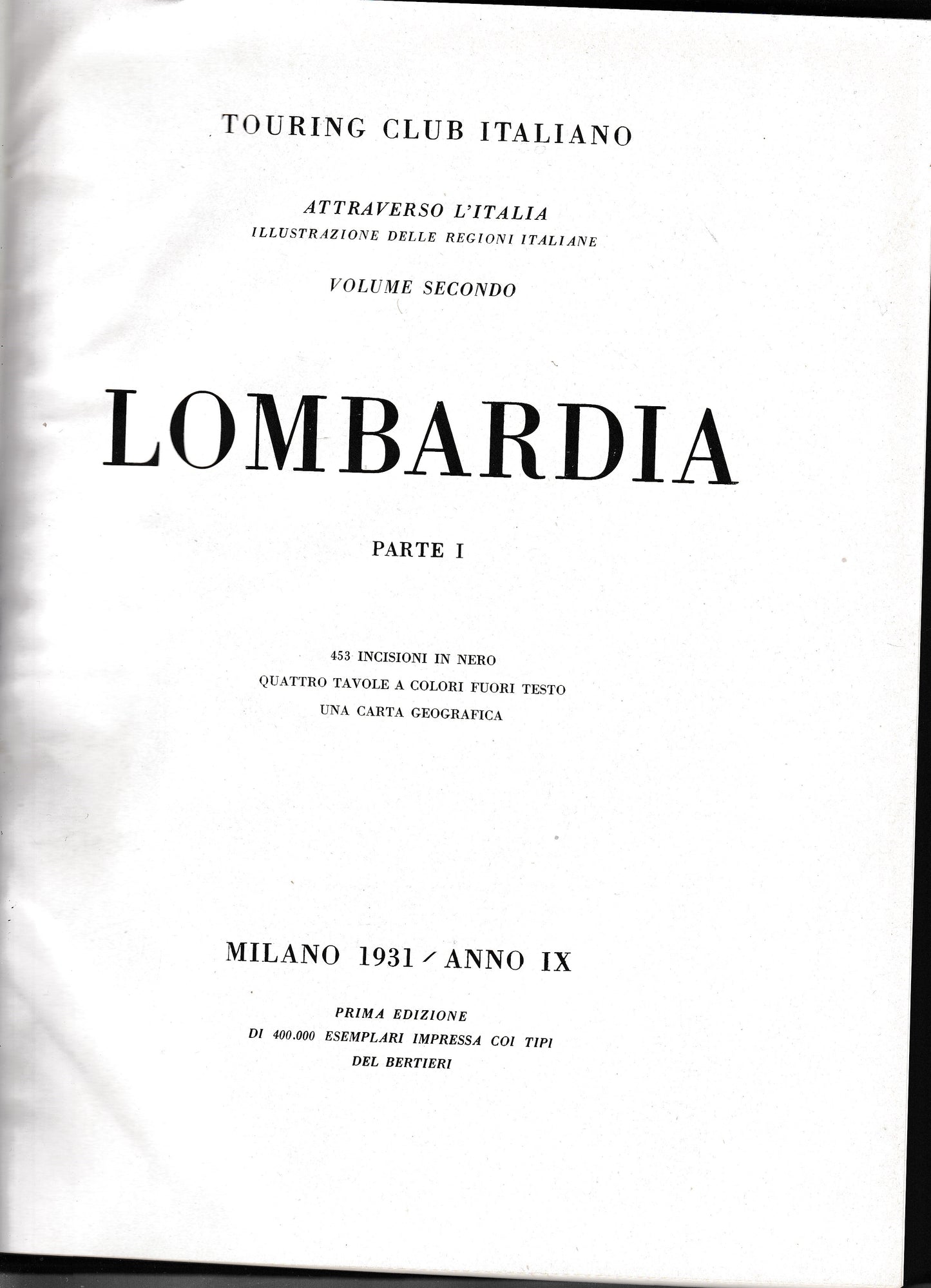 Lombardia Parte I^ e parte II^ (rilegati in un unico esemplare) - copertina