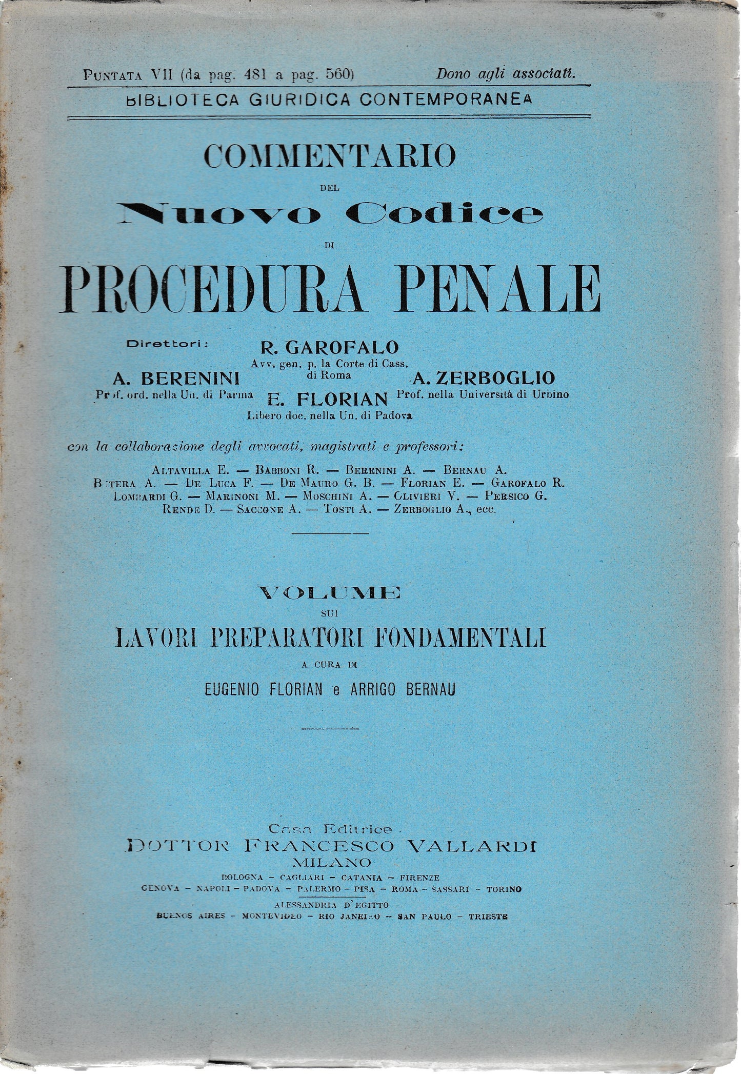 Commentario del Nuovo Codice di procedura penale. Puntata VII (da pag. 481 a pag. 560) - copertina