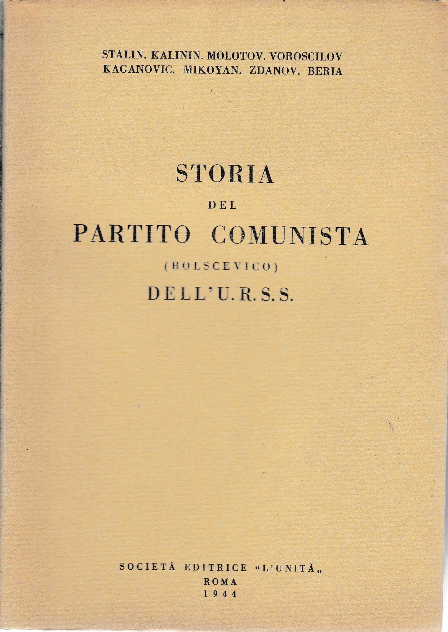 Storia del Partito Comunista (bolscevico) dell'U.R.S.S. - copertina