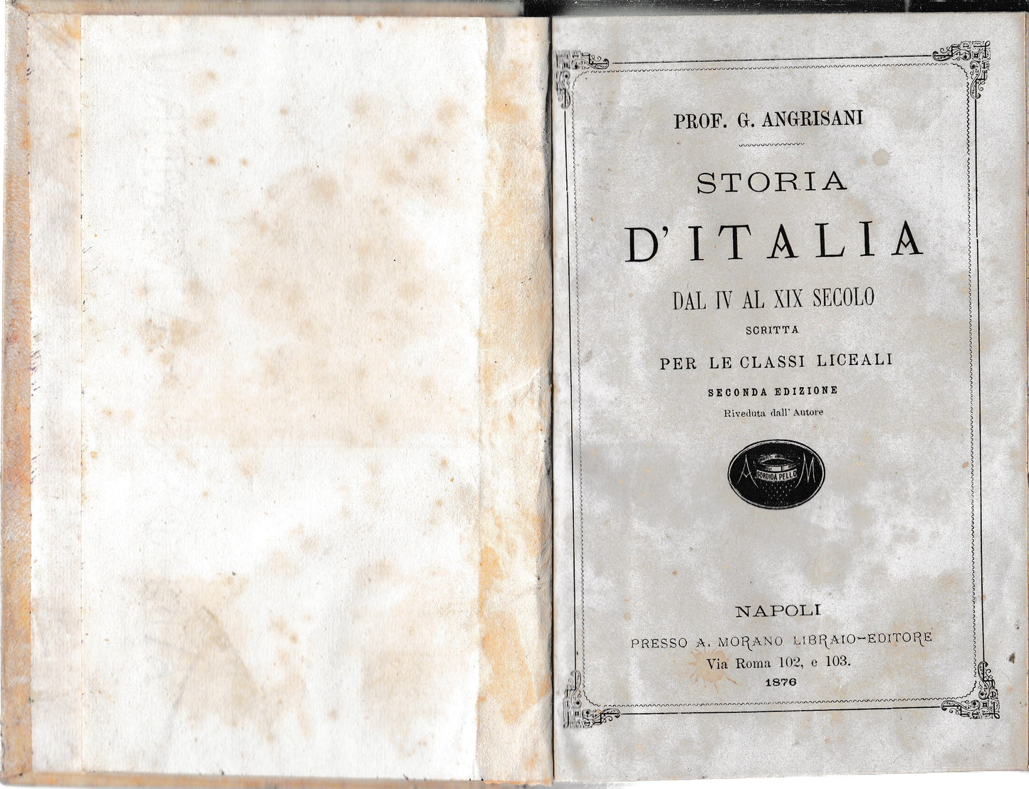 Storia d'Italia dal IV al XIX secolo scritta per le classi liceali - copertina