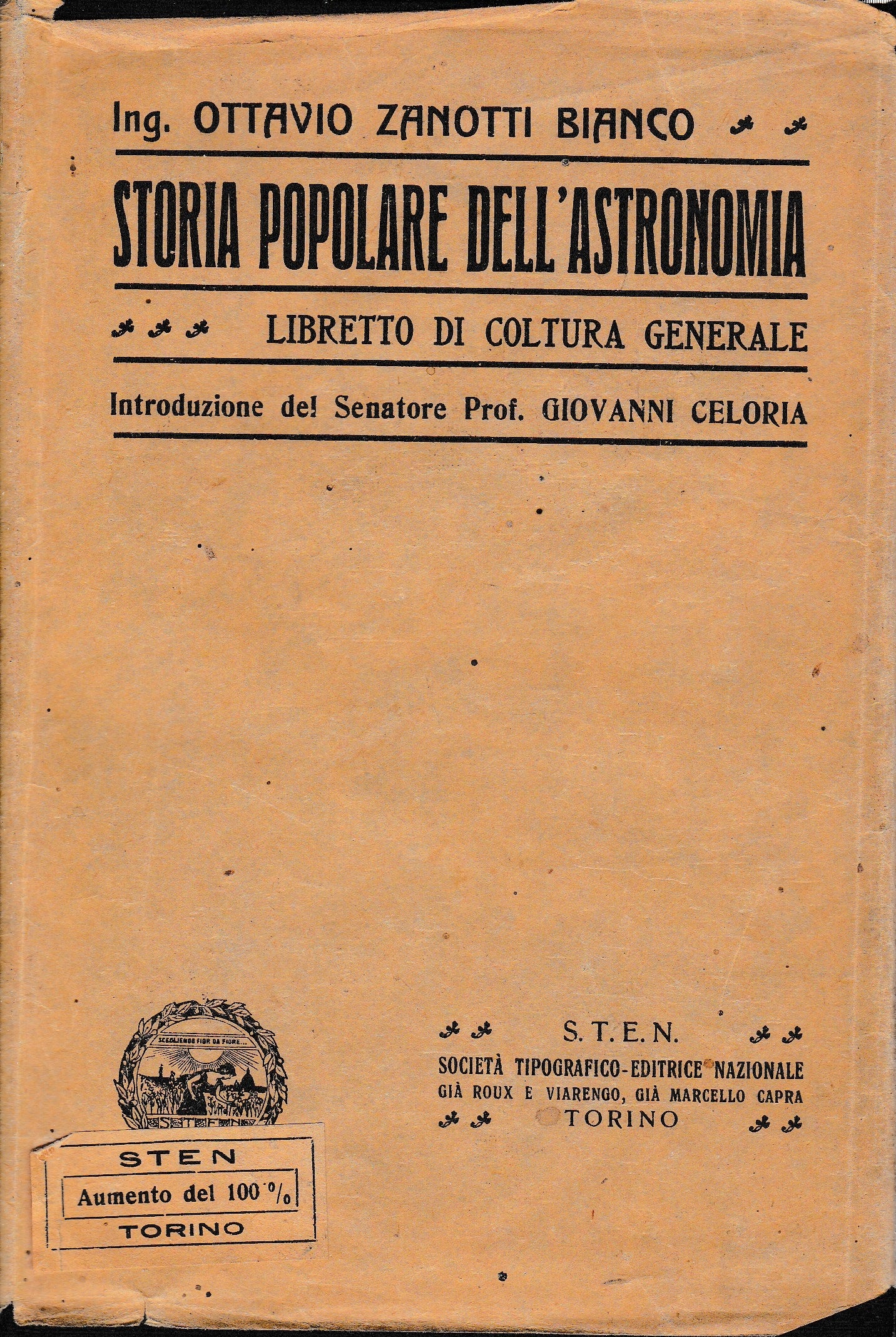 Storia popolare dell'astronomia. Libretto di coltura generale - copertina