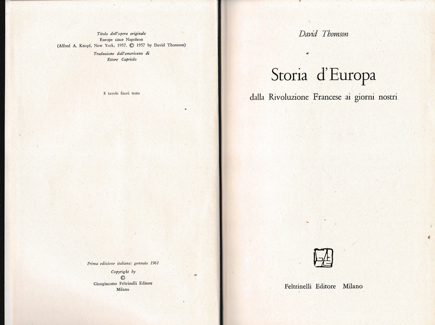 Storia d'Europa dalla Rivoluzione Francese ai giorni nostri - copertina