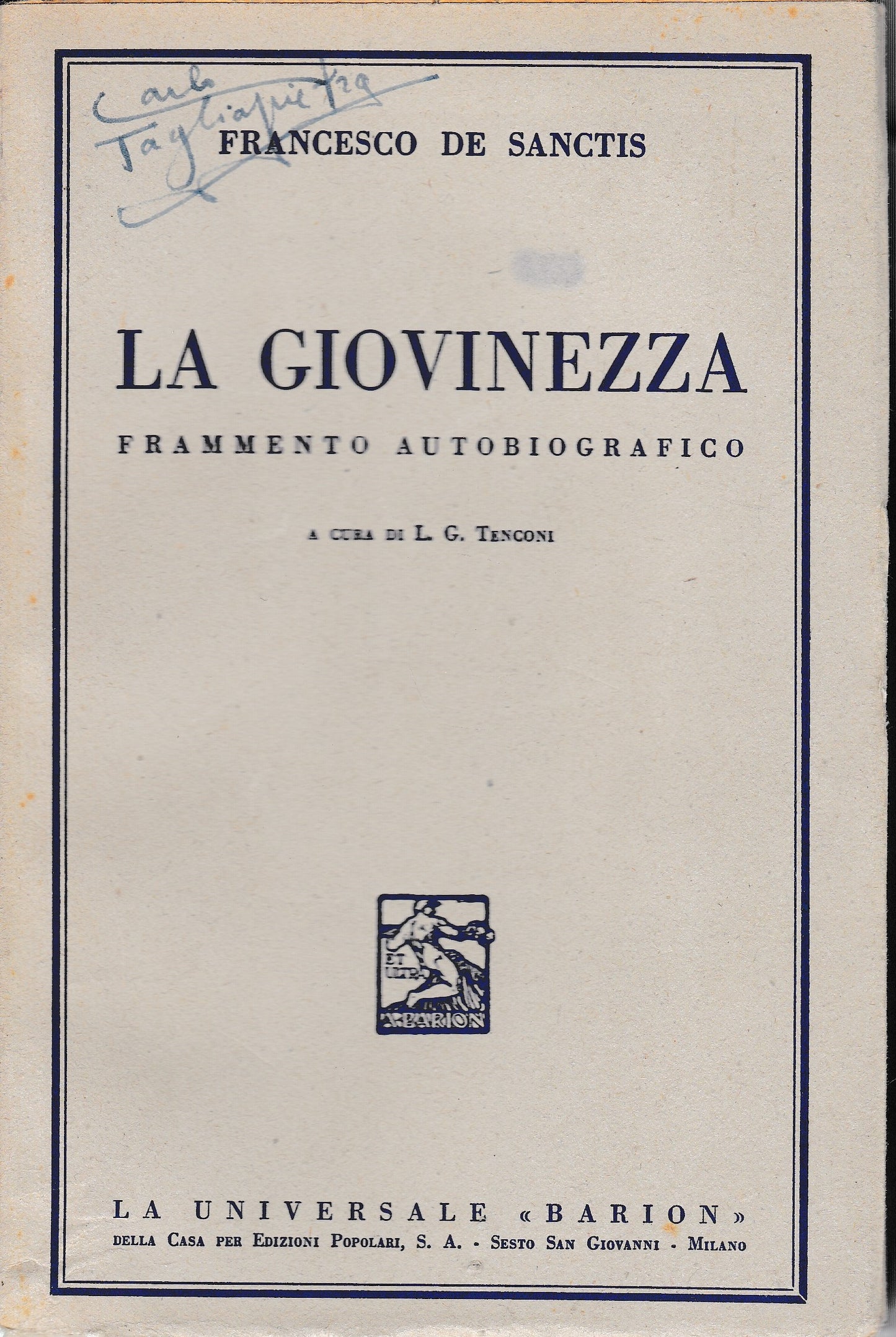 La giovinezza. Frammento autobiografico - copertina