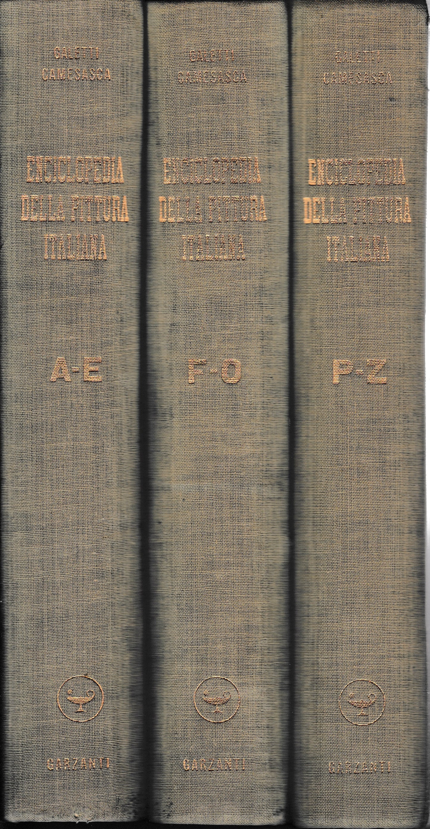 Enciclopedia della pittura italiana, 3 volumi A-E, F-O, P-Z - copertina