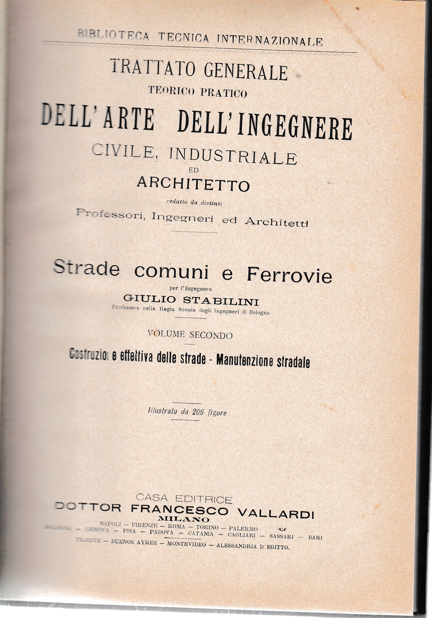 Trattato generale teorico pratico dell'arte dell'ingegnere civile, industriale ed architetto. Strade comuni e Ferrovie, vol. 2° - copertina
