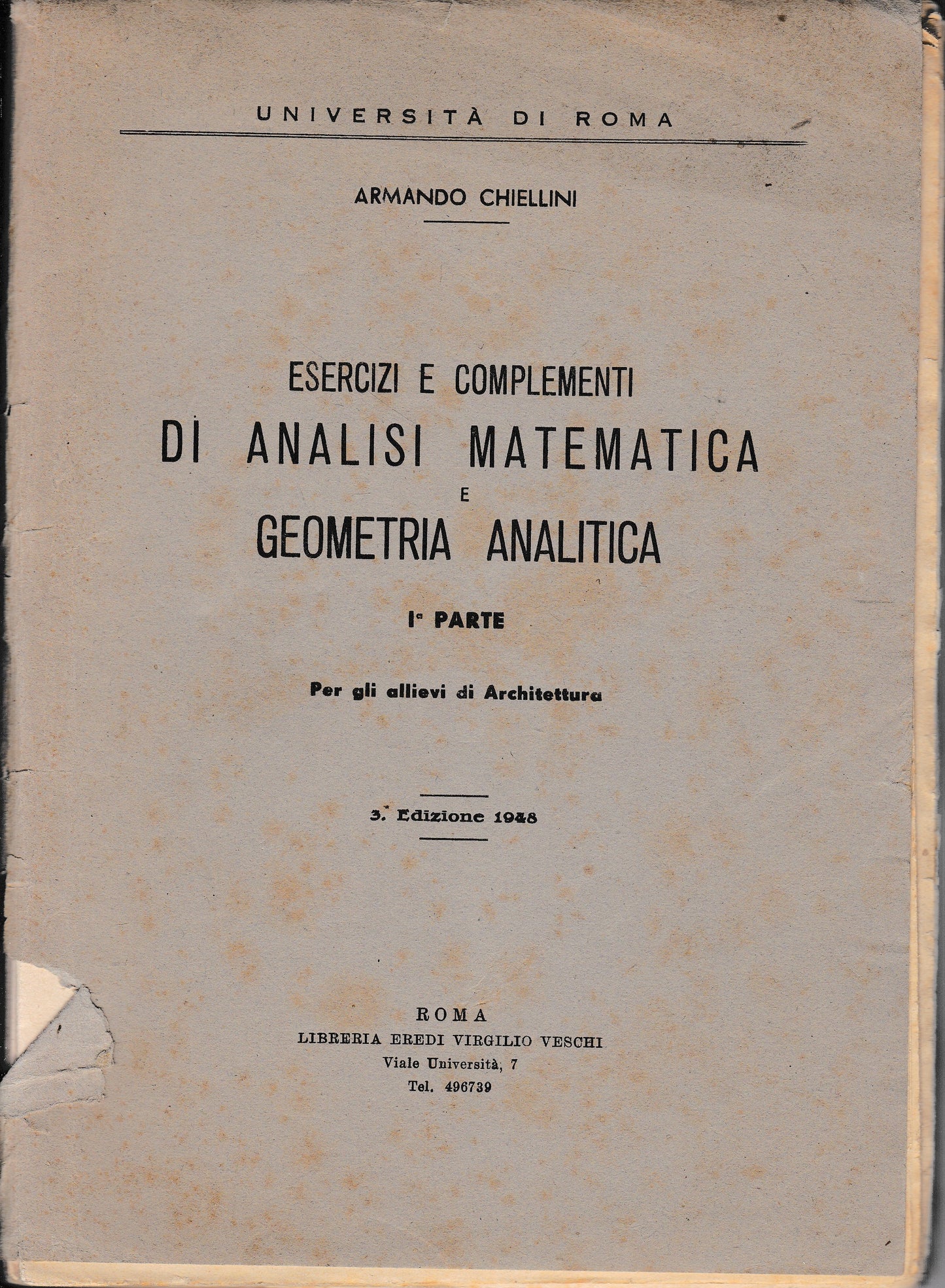 Esercizi e complementi di analisi matematica e geometria analitica, 1^ parte - copertina