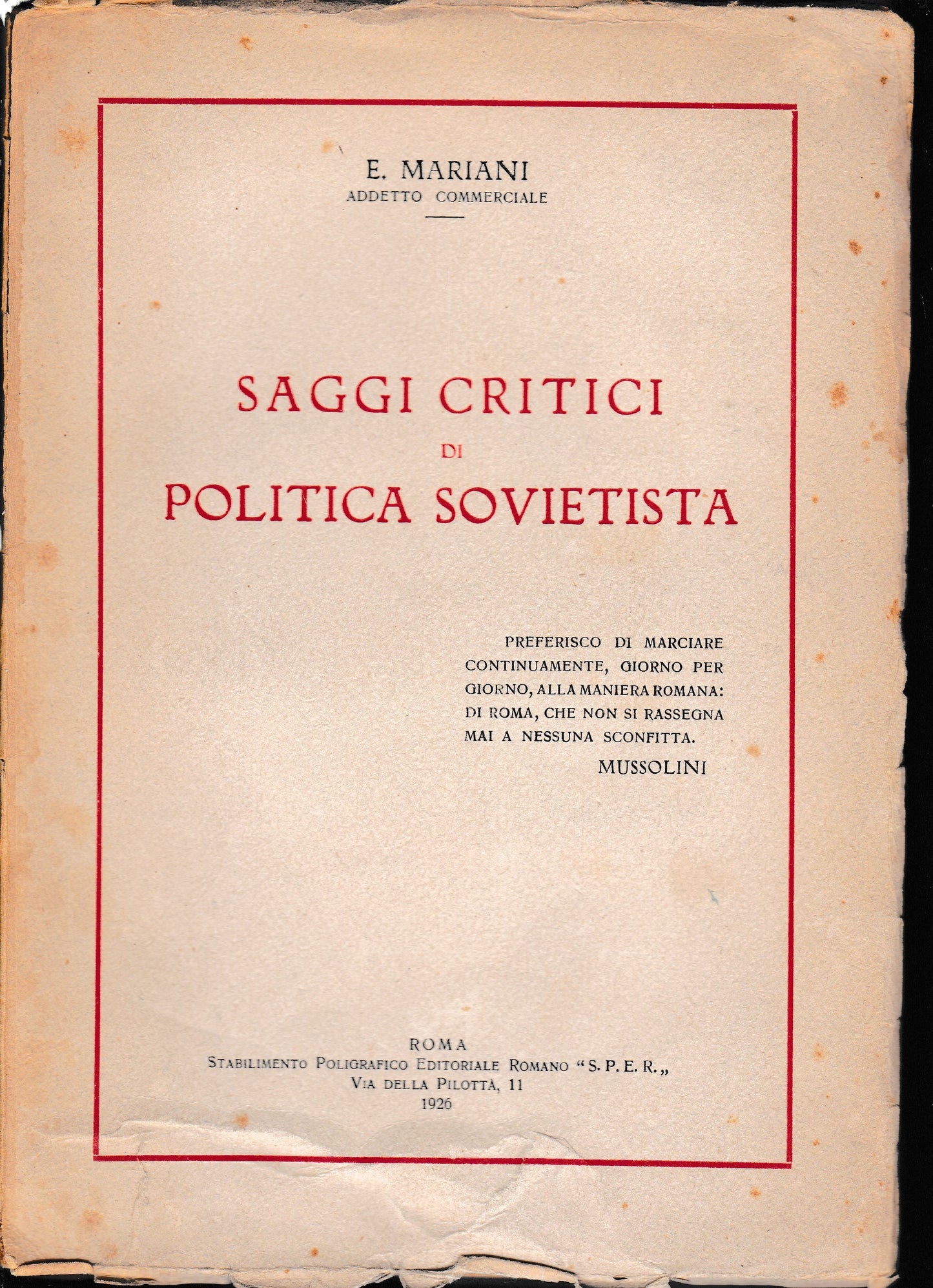 Saggi critici di politica sovietista - copertina