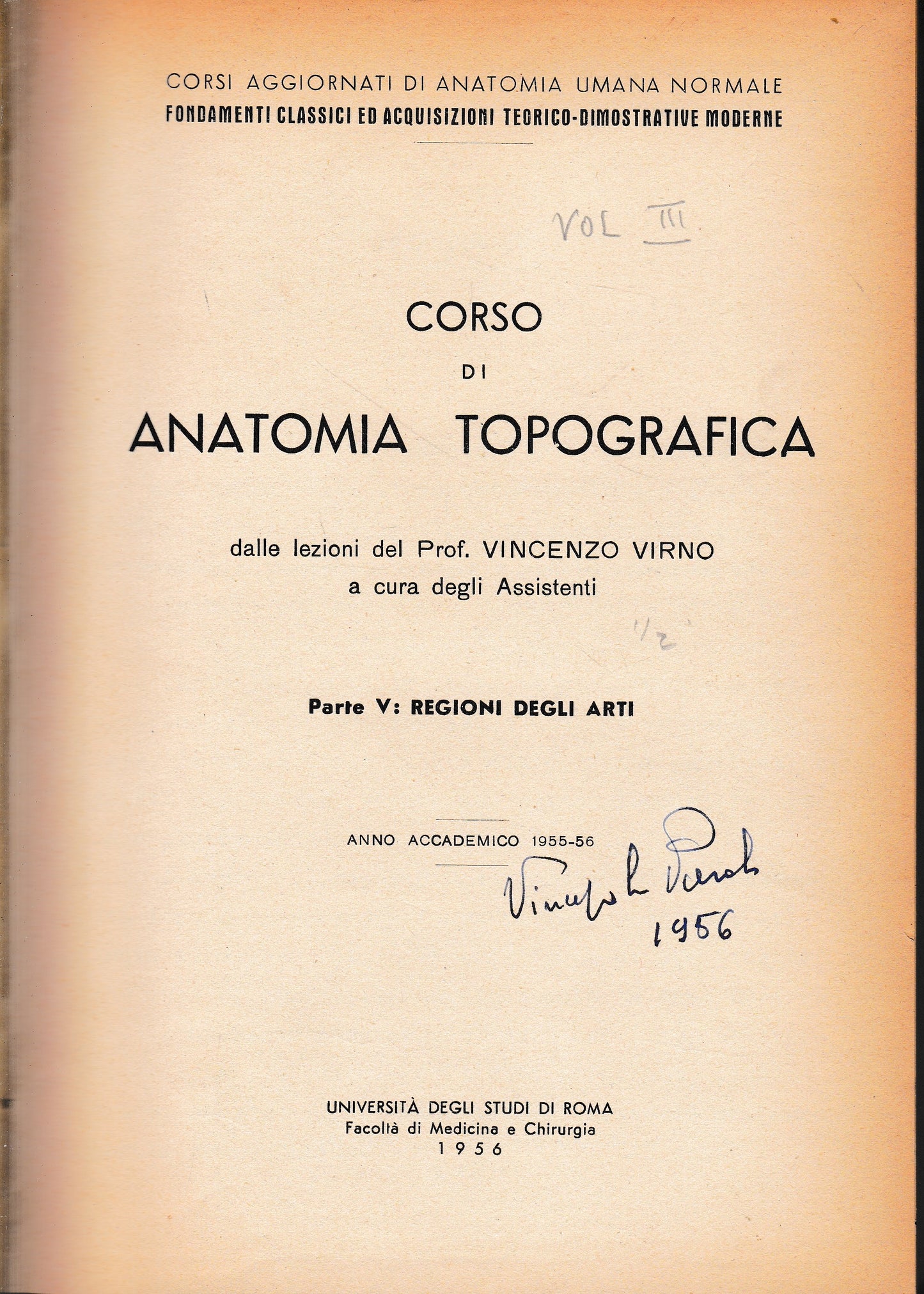 Corso di Anatomia Topografica, parte V^, volume terzo - copertina