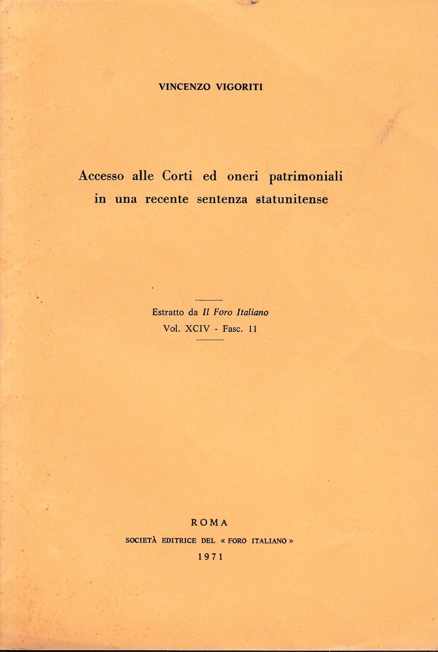 Estratto da: Il Foro Italiano", vol. XCIV - fasc. 11 - 1971 - copertina