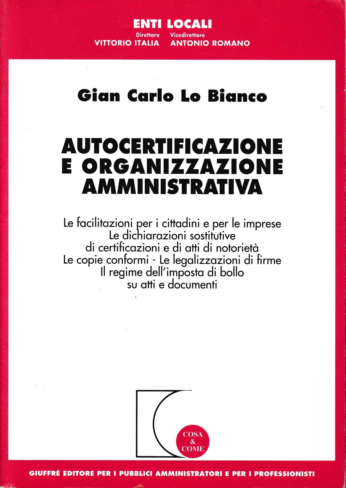 Autocertificazione e organizzazione amministrativa - copertina