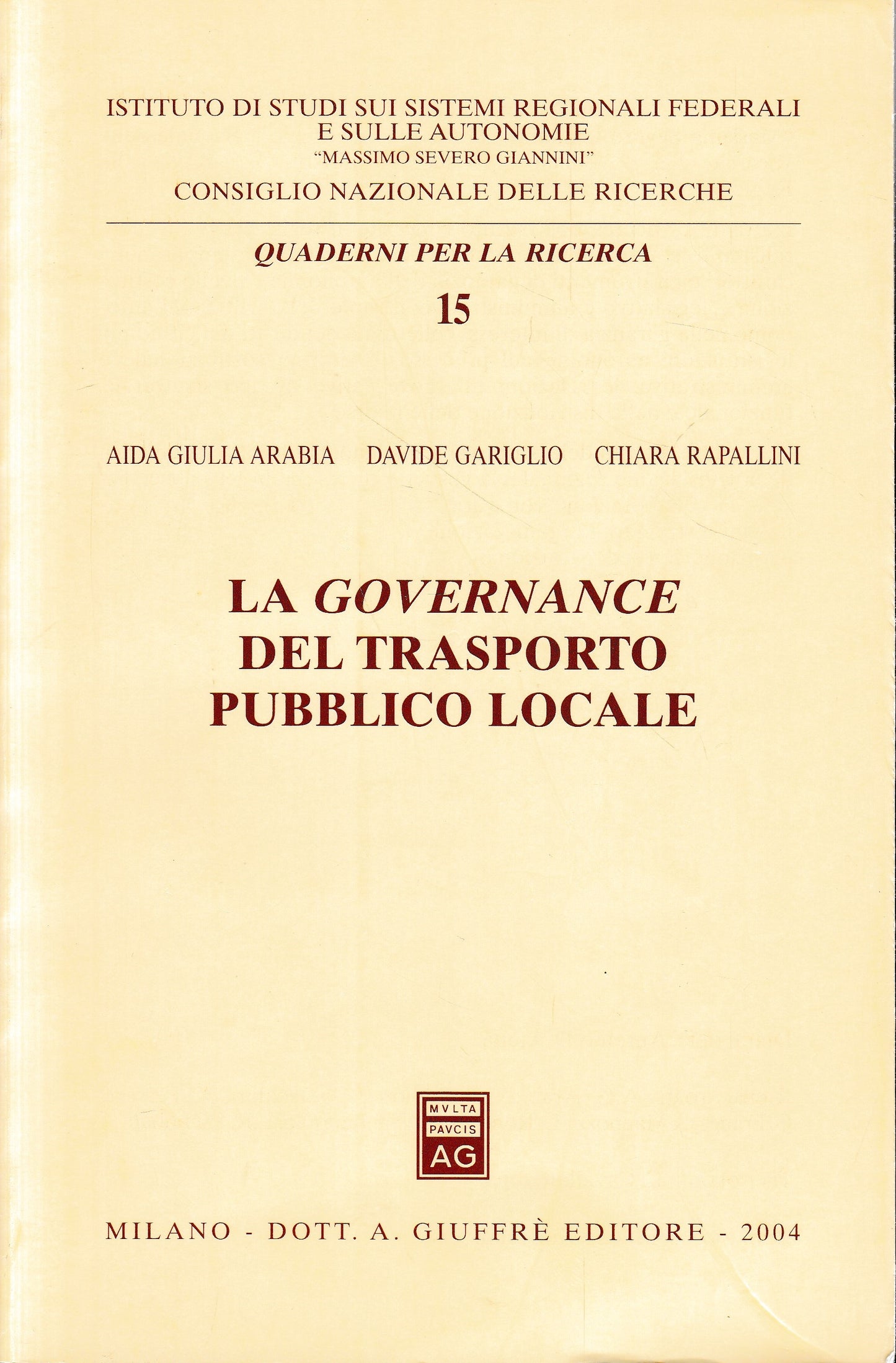 La governance del trasporto pubblico locale - copertina
