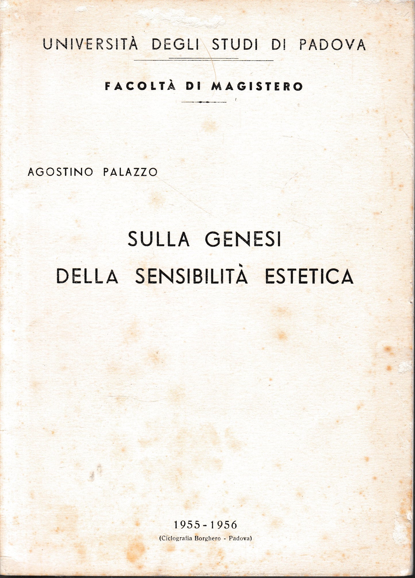 Sulla genesi della sensibilità estetica. Dal "Corso di Psicologia dell'età evolutiva" - copertina