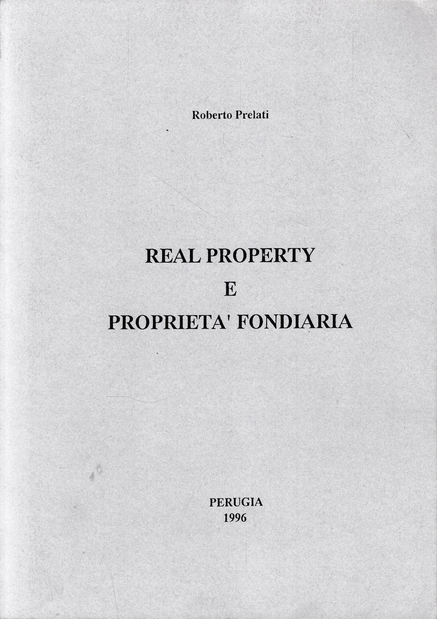 Real Property e Proprietà Fondiaria - copertina