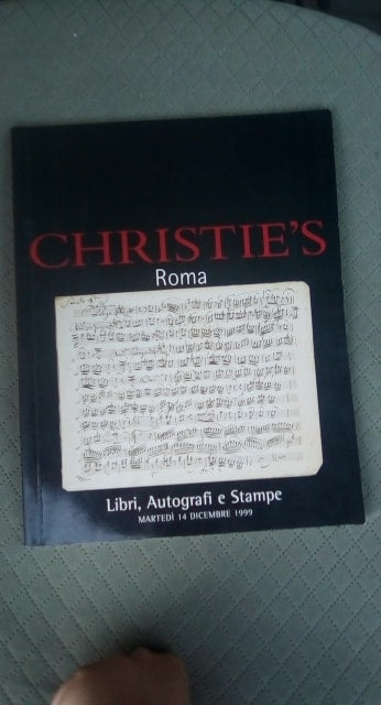 christie's roma libri autografi e stampe martedi 14 dicembre 1999 - copertina