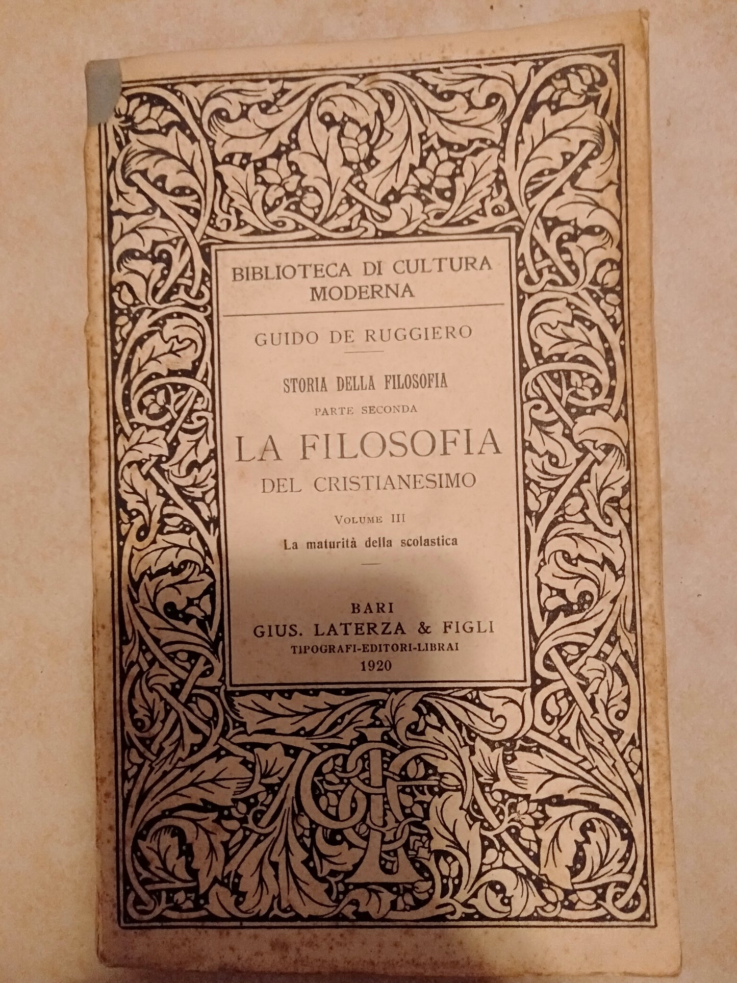 Storia della filosofia parte seconda la filosofia del Cristianesimo vl 3 - copertina