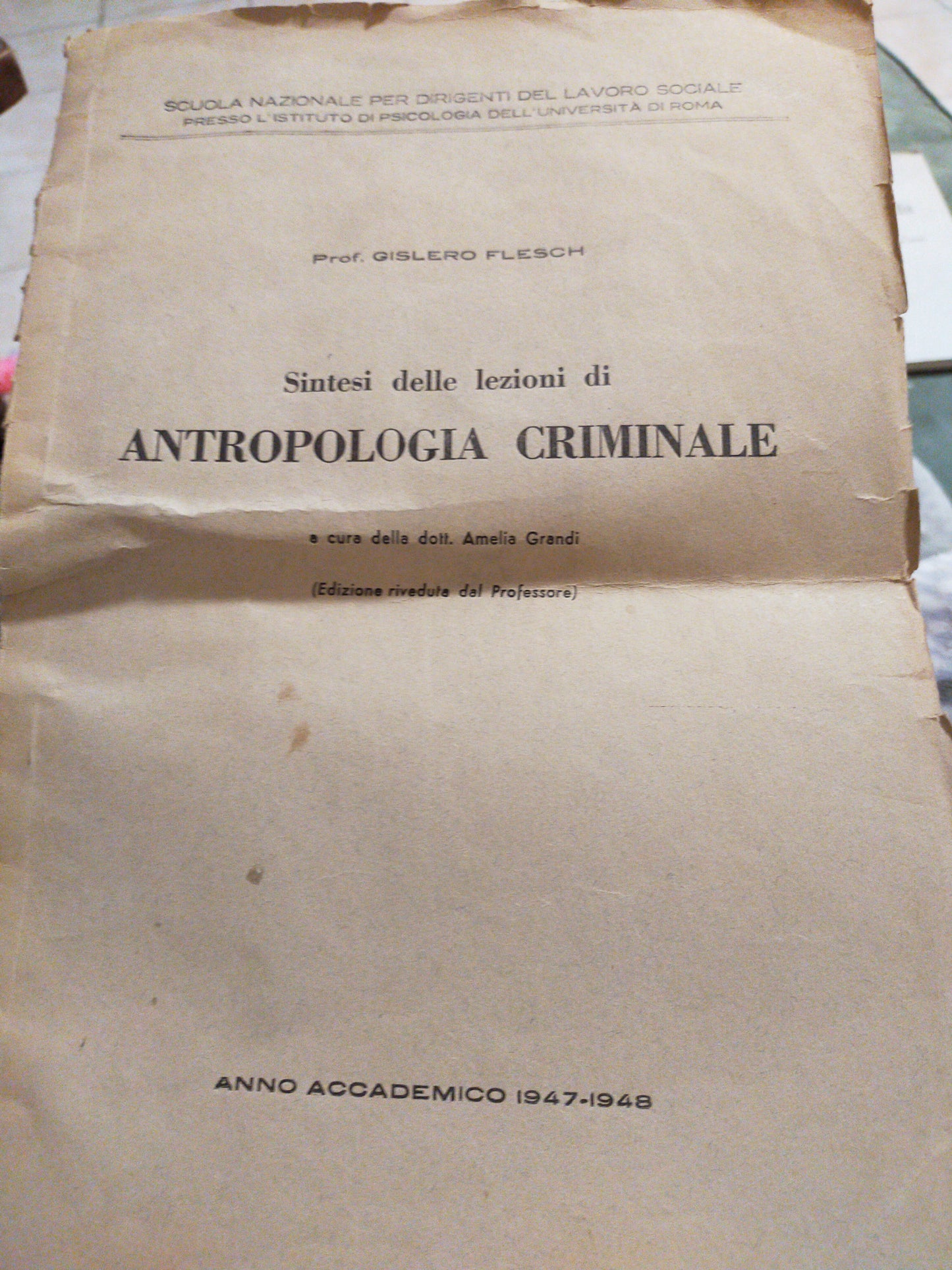 Sintesi delle lezioni di antropologia criminale - copertina