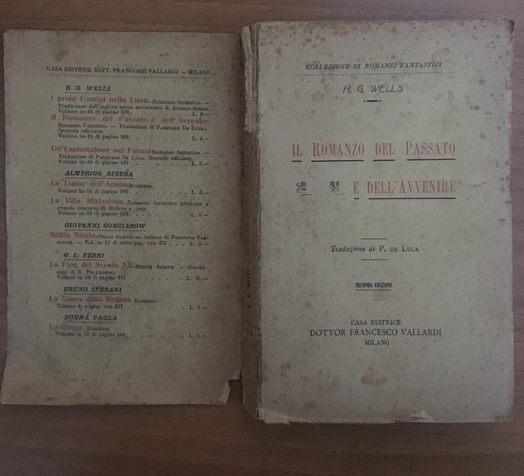 Il romanzo del passato e dell'avvenire - copertina
